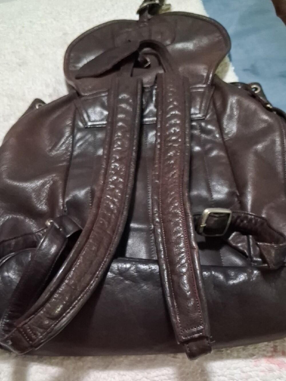 Canyon Outback Dark Brown Leather Backpack with Front Pockets - Picture 5 of 9